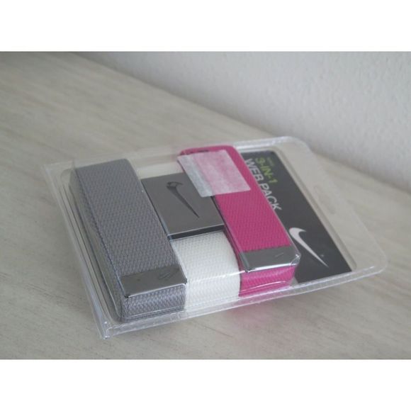Nike DS5006959 Mens Sz O/S Up To 42" Pink/White/Gray Web Pack Dust Belt (3 Pack) - Picture 4 of 5